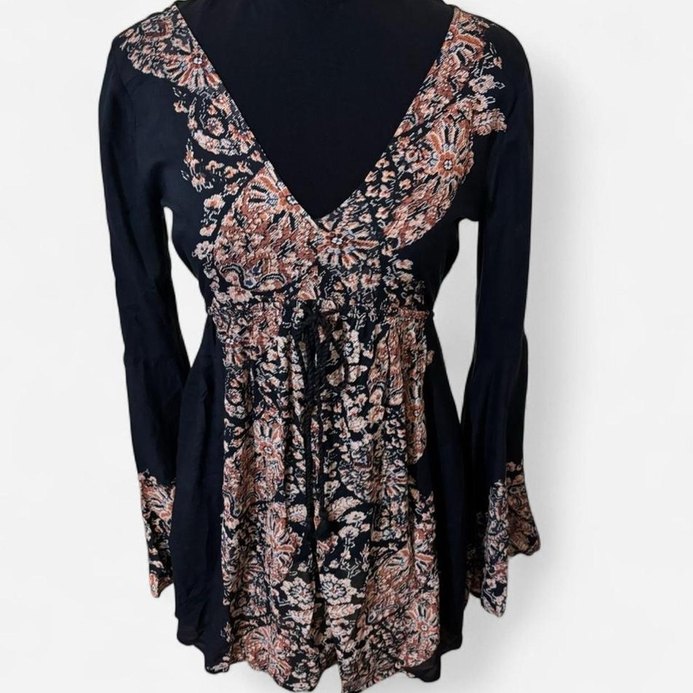 Early 2000’s Abercrombie & Fitch Black and Orange Floral Boho Dress